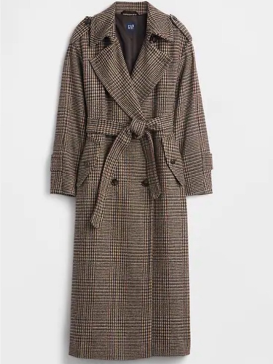 GAP Dresses & Skirts - SEARCHING FOR - GAP Herringbone Brown Plaid Belted Trench